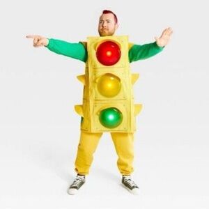 Traffic Light Men Light-Up Costume, Adult One Size.,Yellow,Green, Red,